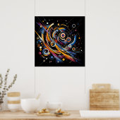Cosmic Orbit Geometry - Abstracte cirkel en lijnku Poster (Keuken)