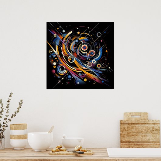 Cosmic Orbit Geometry - Abstracte cirkel en lijnku Poster (Keuken)