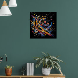 Cosmic Orbit Geometry - Abstracte cirkel en lijnku Poster