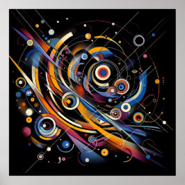 Cosmic Orbit Geometry - Abstracte cirkel en lijnku Poster