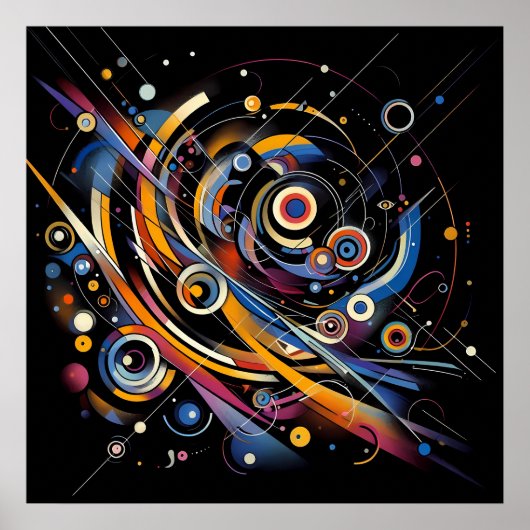 Cosmic Orbit Geometry - Abstracte cirkel en lijnku Poster (Voorkant)