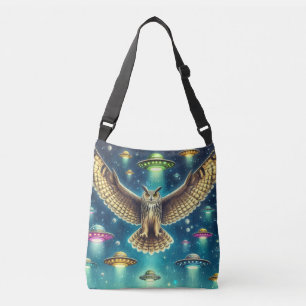 Cosmic Owl Nightscape - UFO's in de lucht Crossbody Tas