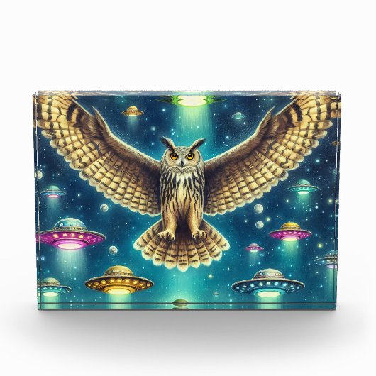 Cosmic Owl Nightscape - UFO's in de lucht Fotoblokken (Voorkant)