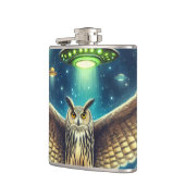 Cosmic Owl Nightscape - UFO's in de lucht Heupfles (Links)