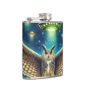 Cosmic Owl Nightscape - UFO's in de lucht Heupfles (Rechts)