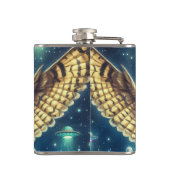 Cosmic Owl Nightscape - UFO's in de lucht Heupfles (Achterkant)