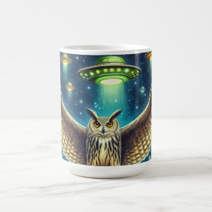 Cosmic Owl Nightscape - UFO's in de lucht Koffiemok