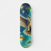 Cosmic Owl Nightscape - UFO's in de lucht Persoonlijk Skateboard (Voorkant)
