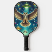 Cosmic Owl Nightscape - UFO's in de lucht Pickleball Paddle (Voorkant)