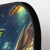 Cosmic Owl Nightscape - UFO's in de lucht Pickleball Paddle (Links Detail)