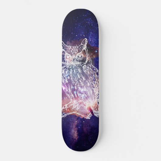Cosmic Owl Persoonlijk Skateboard (Voorkant)