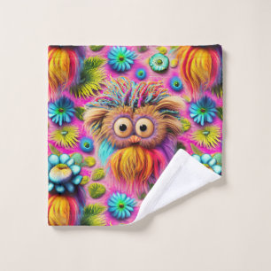 Cosmic Owl Trippy Hippie Psychedelic Origineel Washandje