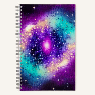 Cosmic Paars Blue en Gold Exploding Fun Galactic Notitieboek