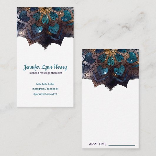 Cosmic Paars Boho Mandala Massage Therapy Visitekaartje (Voorkant / Achterkant)