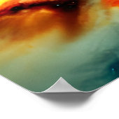 Cosmic Paars Galactic Red Oranje Blue Stars Fire Poster (Hoek)