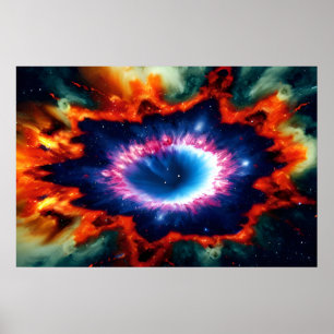 Cosmic Paars Galactic Red Oranje Blue Stars Fire Poster