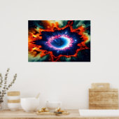 Cosmic Paars Galactic Red Oranje Blue Stars Fire Poster (Keuken)