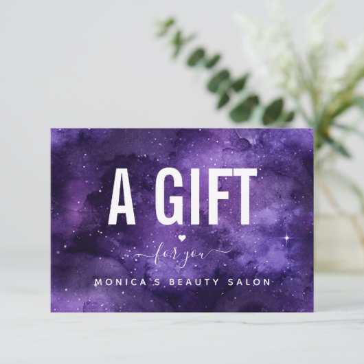 Cosmic Paars Galaxy Night Sky Beauty Salon Makeup (Staand voorkant)