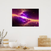 Cosmic Paars Gold Space Nebulae Star Night Sky Poster (Keuken)
