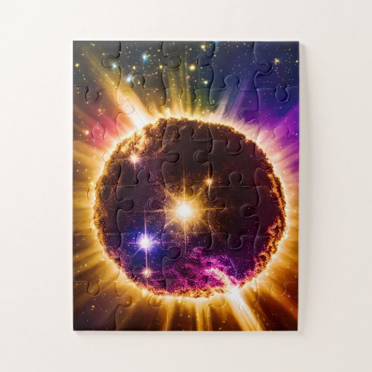 Cosmic Paarse U.F.O. vliegend in het Amazing Unive Legpuzzel (Verticaal)