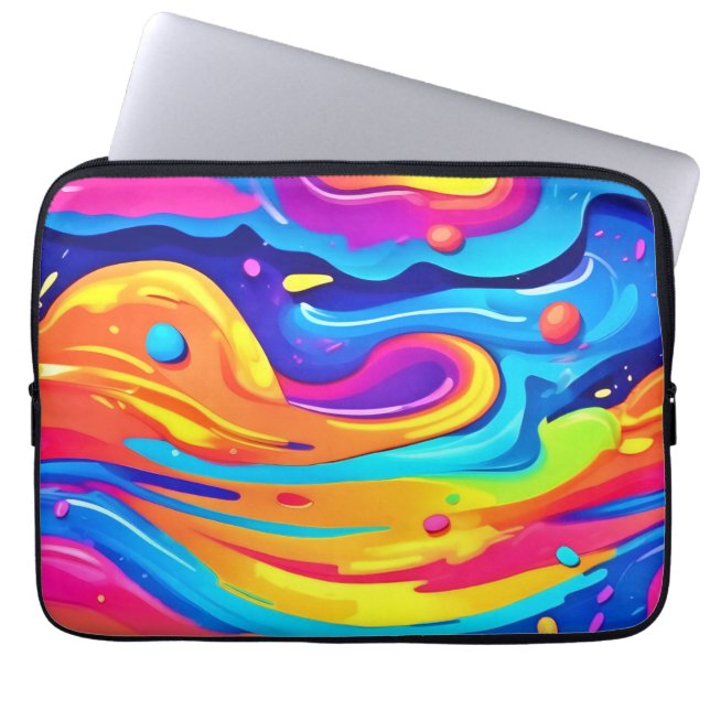 Cosmic Paint Swirls Laptop Sleeve (Voorkant)