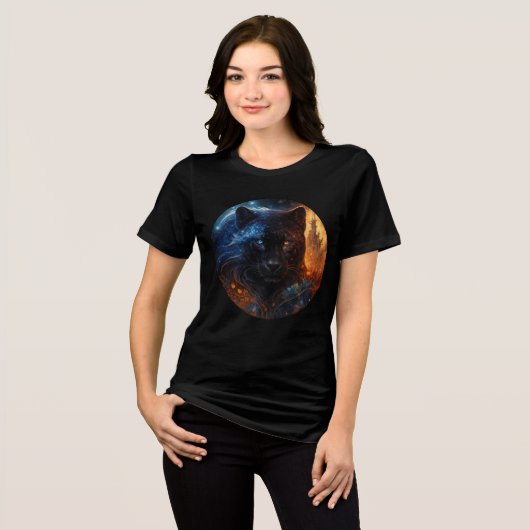 Cosmic Panther – Day and Night Fantasy Art Tri-Blend Shirt (Voorkant volledig)