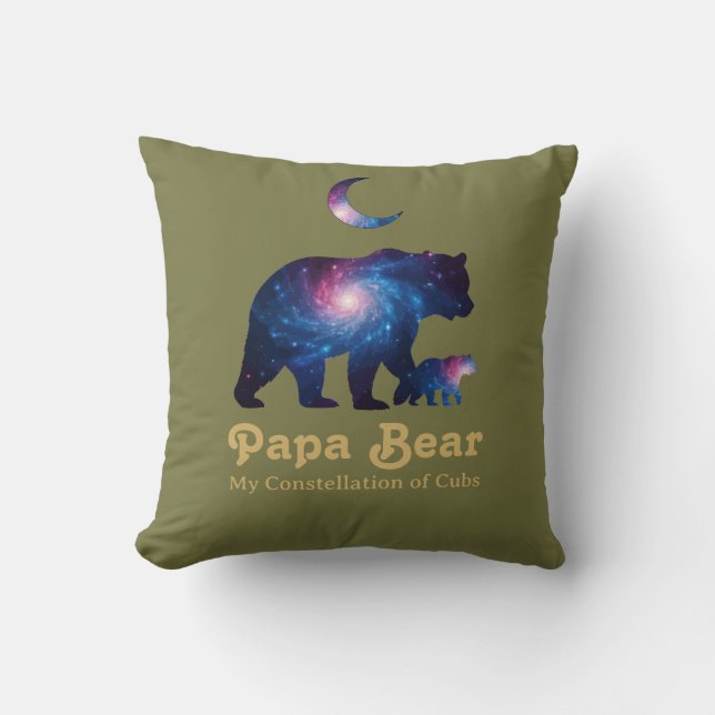 Cosmic Papa Bear & Cub Kussen (Voorkant)