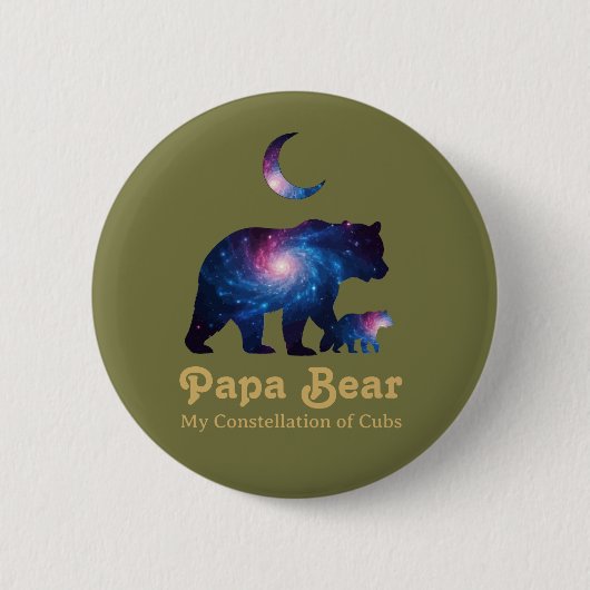 Cosmic Papa Bear & Cub Ronde Button 5,7 Cm (Voorkant)