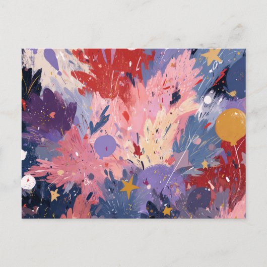 Cosmic Party Abstract Explosion Aankondigingskaart (Voorkant)