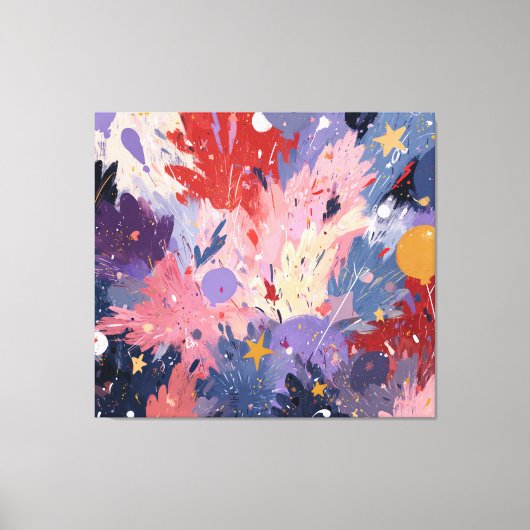 Cosmic Party Abstract Explosion Canvas Afdruk (Voorkant)