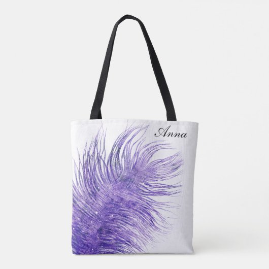 *~* Cosmic Pastel Lavender Celestial Feathers Tote Bag (Achterkant)