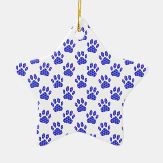 Cosmic Paw Print Pattern Keramisch Ornament (Voorkant)