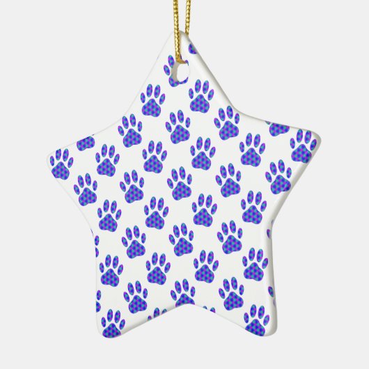 Cosmic Paw Print Pattern Keramisch Ornament (Links)