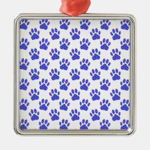 Cosmic Paw Print Pattern Metalen Ornament