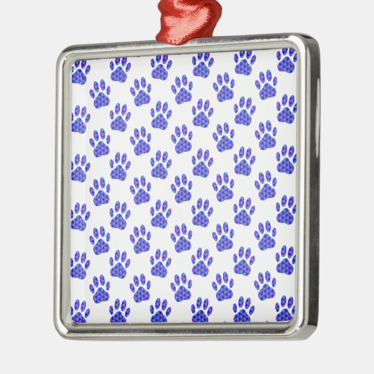 Cosmic Paw Print Pattern Metalen Ornament (Links)