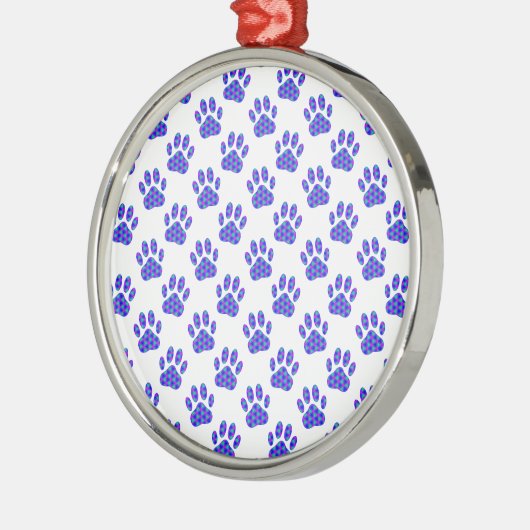 Cosmic Paw Print Pattern Metalen Ornament (Links)