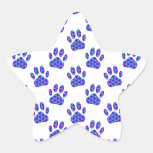Cosmic Paw Print Pattern Ster Sticker