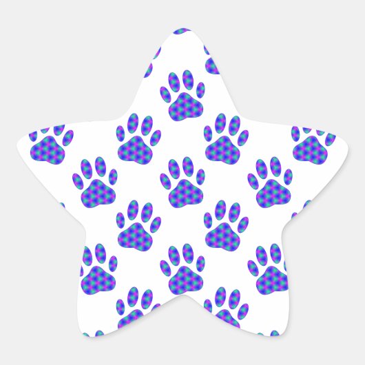 Cosmic Paw Print Pattern Ster Sticker (Voorkant)