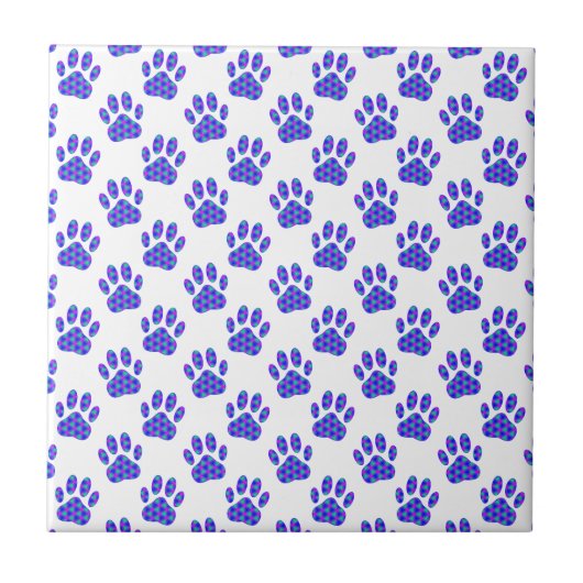 Cosmic Paw Print Pattern Tegeltje (Voorkant)