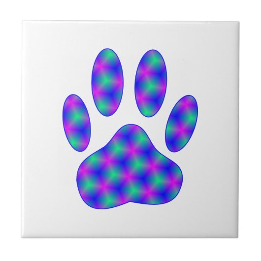 Cosmic Paw Print Pattern Tegeltje (Voorkant)