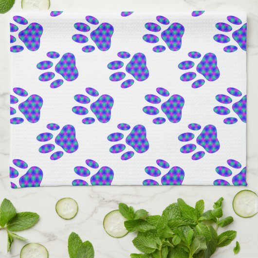 Cosmic Paw Print Pattern Theedoek (Gevouwen)