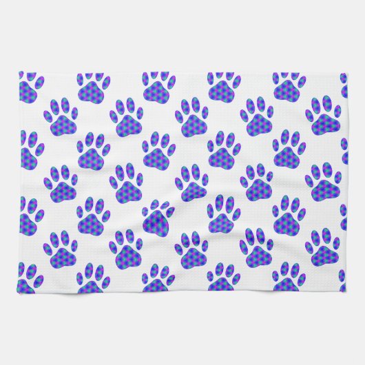 Cosmic Paw Print Pattern Theedoek (Horizontaal)