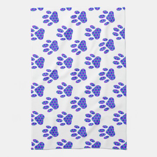 Cosmic Paw Print Pattern Theedoek (Verticaal)