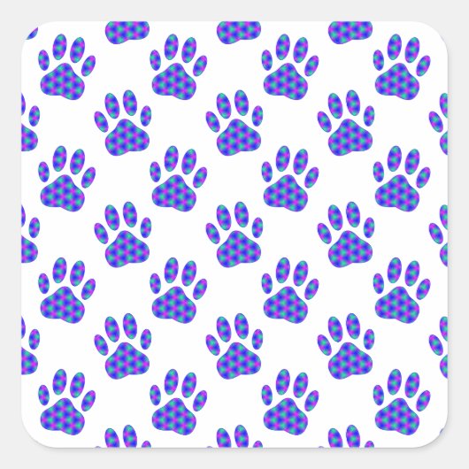 Cosmic Paw Print Pattern Vierkante Sticker (Voorkant)
