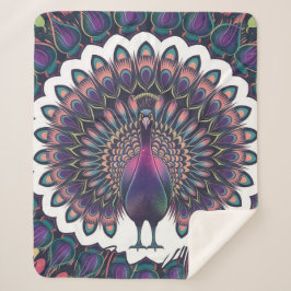 Cosmic Peacock Mandala Fleece Deken