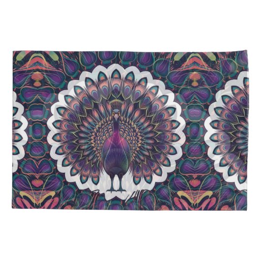 Cosmic Peacock Mandala Kussensloop (Achterkant)