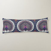 Cosmic Peacock Mandala Lichaamskussen (Achterkant)