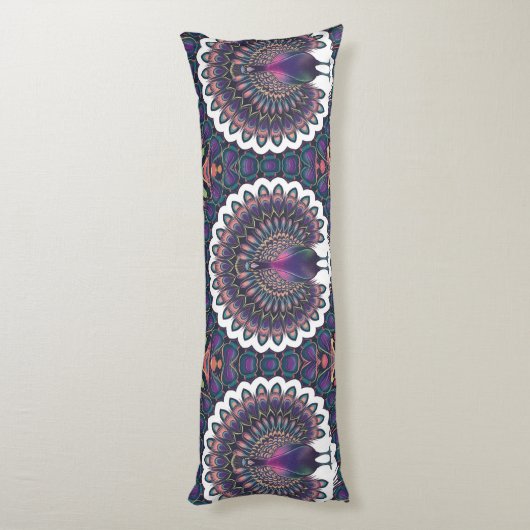 Cosmic Peacock Mandala Lichaamskussen (Achterkant (Verticaal))