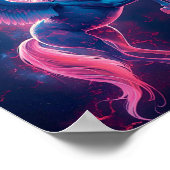 Cosmic Pegasus Wall Art – Neon Blue Poster (Hoek)