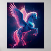 Cosmic Pegasus Wall Art – Neon Blue Poster (Voorkant)